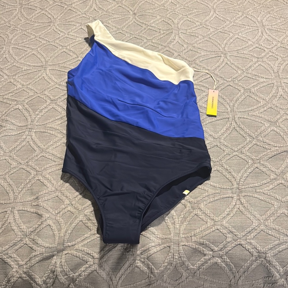 Summersalt Blue and Cream One-Shoulder Swimsuit - New